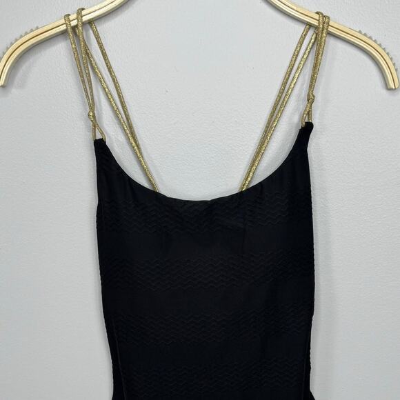 Aerie One Piece Swimsuit Medium Black Textured Strappy Scoop Neck Beachy Resort - Picture 4 of 10